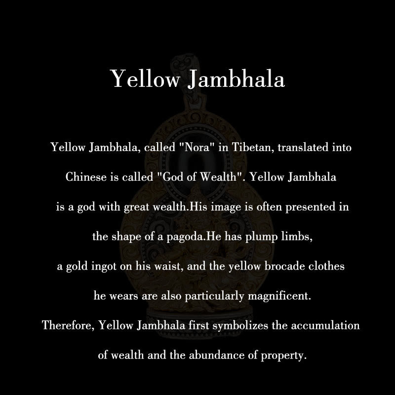 Pendentif collier jaune Jambhala Om Mani Padme Hum