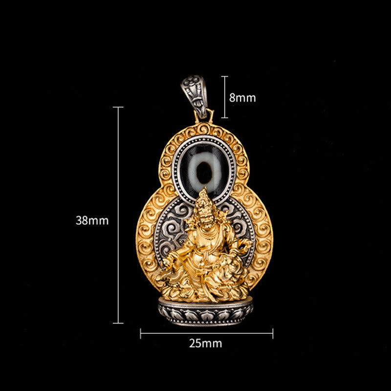 Pendentif collier jaune Jambhala Om Mani Padme Hum