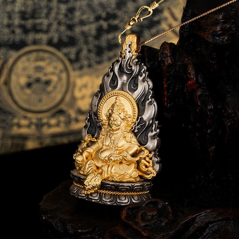 Collier pendentif spirituel en argent sterling Jambhala jaune