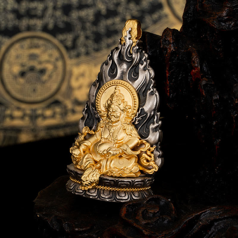 Collier pendentif spirituel en argent sterling Jambhala jaune