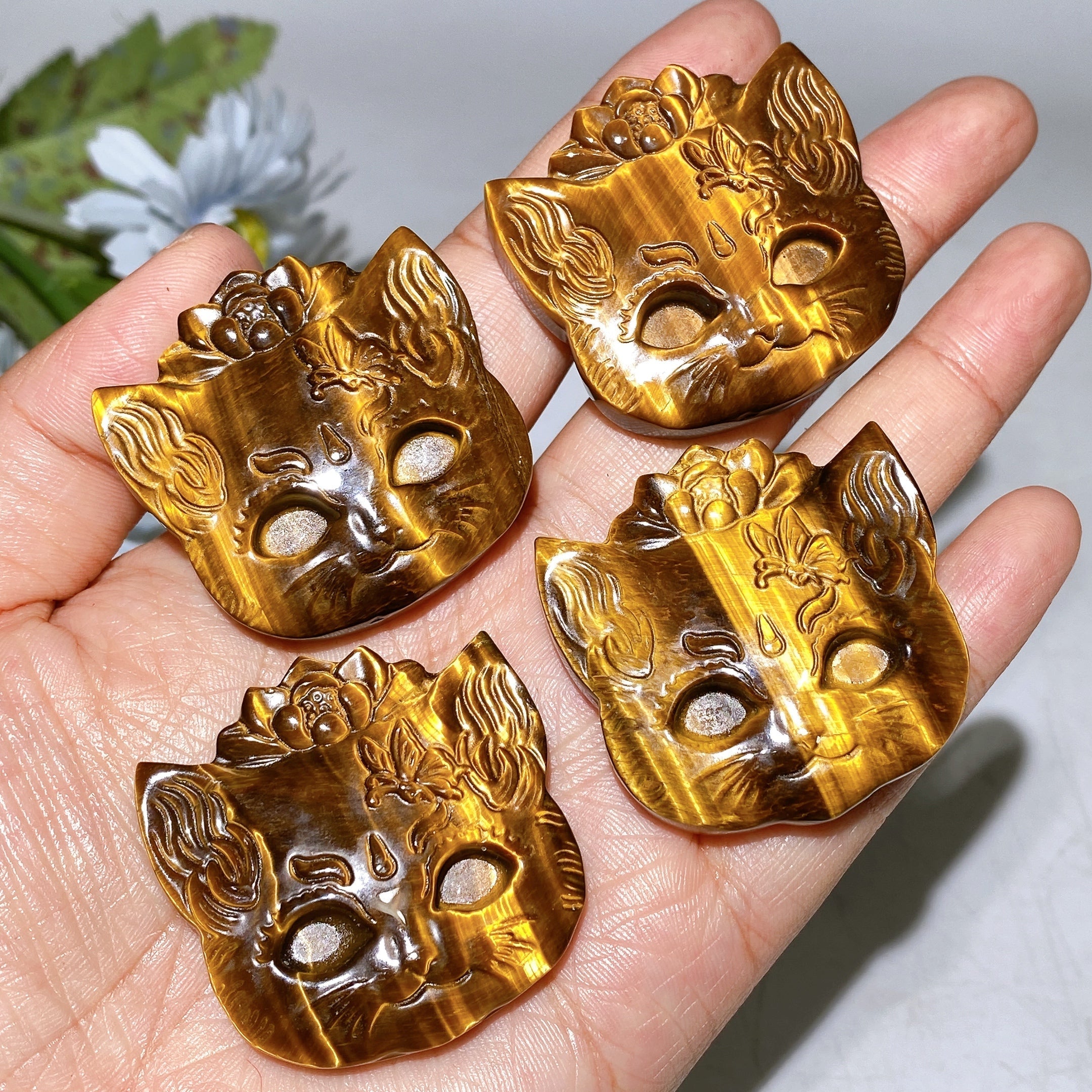 Yellow Tiger Eye Crystal Animal Carvings 1.6-2.1 Inch