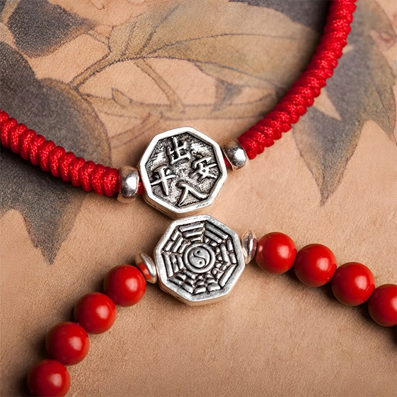 Bracelet Concentration Yin Yang Cinabre Corde 6mm