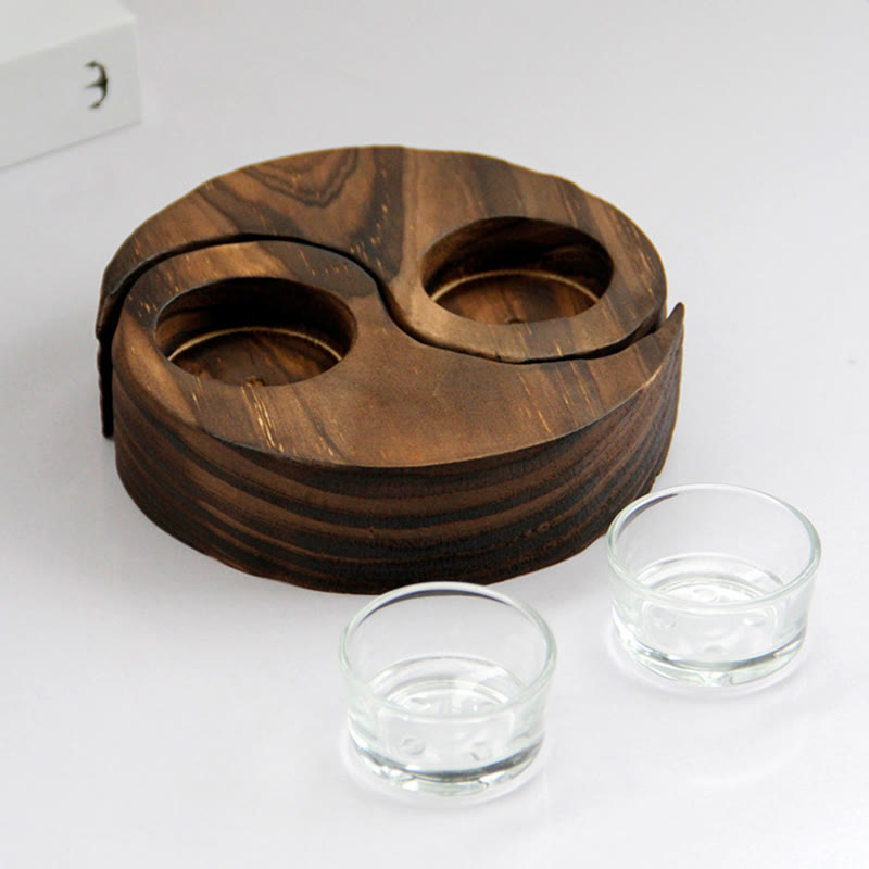 Bougeoir en bois Yin Yang pour rituels spirituels