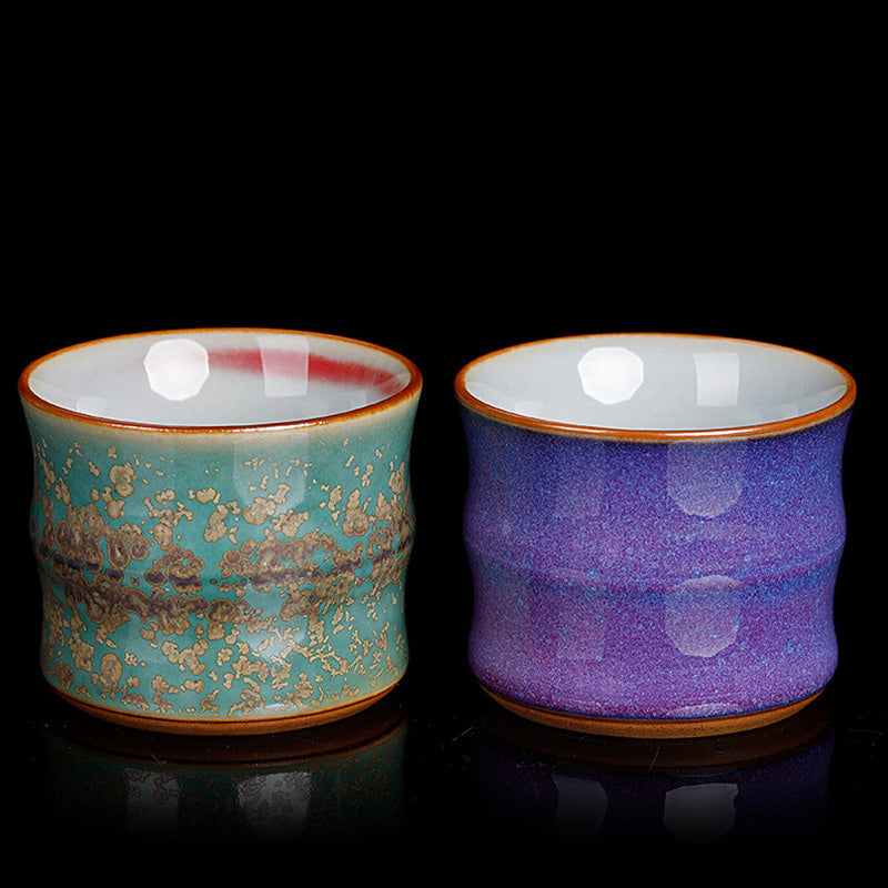 Tasse à thé Zen en céramique et bambou 80 ml pour les rituels du thé Kung Fu