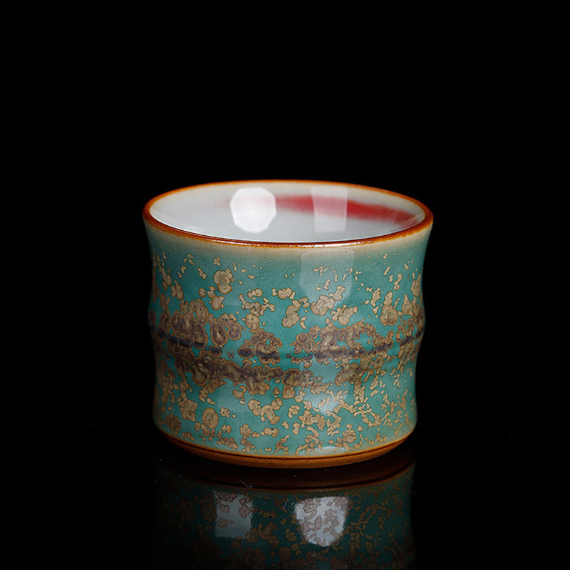 Tasse à thé Zen en céramique et bambou 80 ml pour les rituels du thé Kung Fu