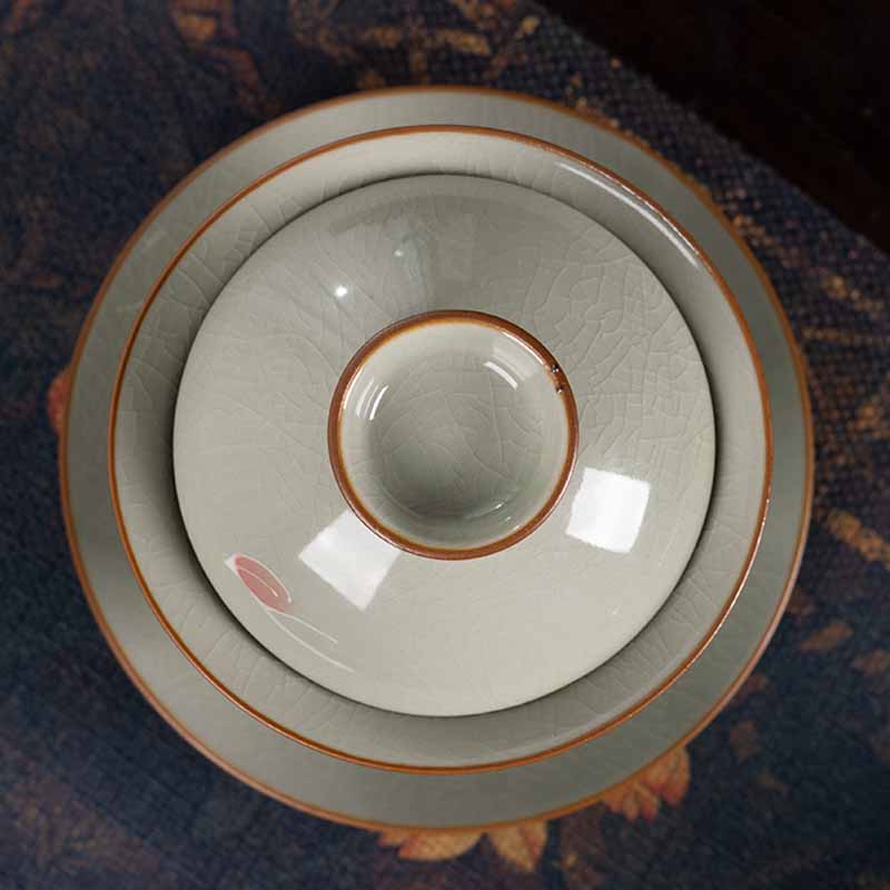 Tasse à thé Gaiwan Zen en céramique motif lotus et poisson koï 140 ml