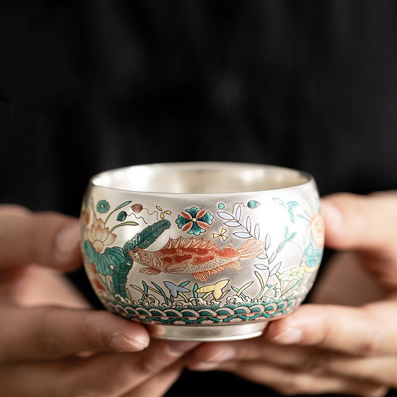 Tasse à thé zen en céramique avec motifs de dragon et de nature