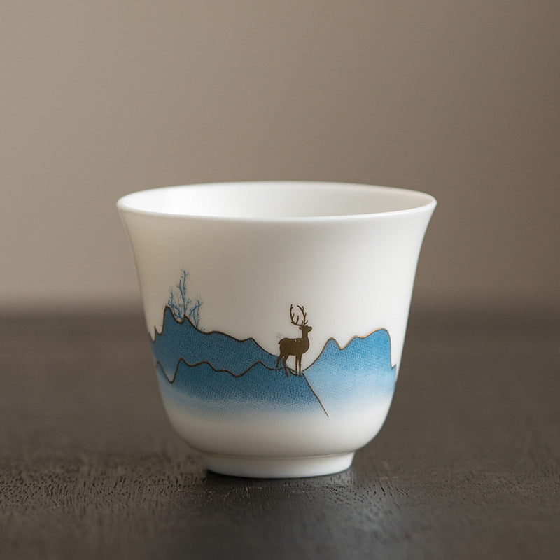 Tasse à thé zen en céramique avec motif fleur de lotus et montagne 100 ml