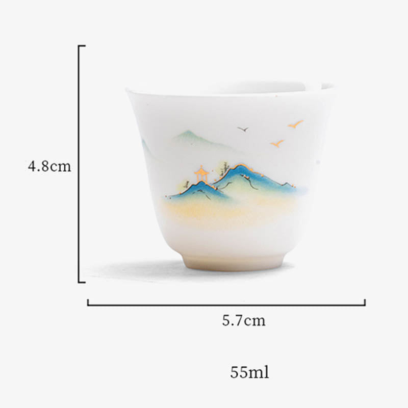 Tasse à thé zen en céramique avec motif fleur de lotus et montagne 100 ml