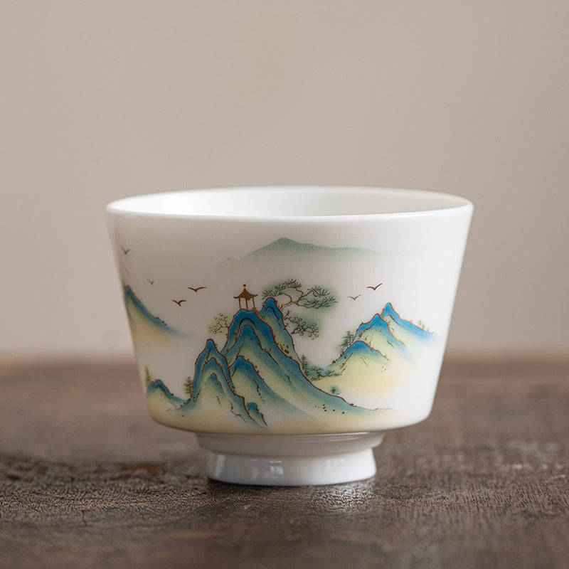 Tasse à thé zen en céramique avec motif fleur de lotus et montagne 100 ml