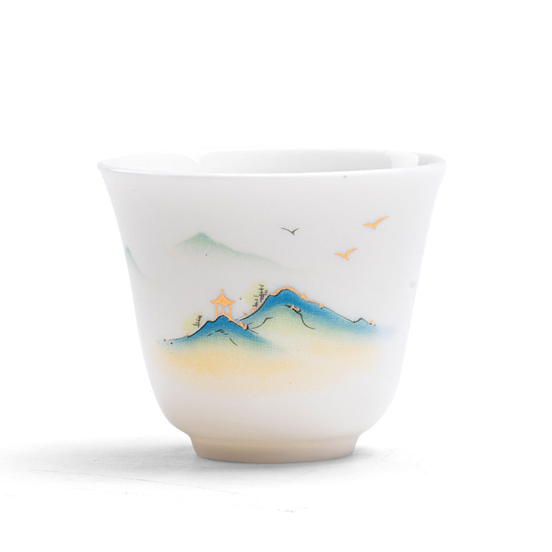 Tasse à thé zen en céramique avec motif fleur de lotus et montagne 100 ml