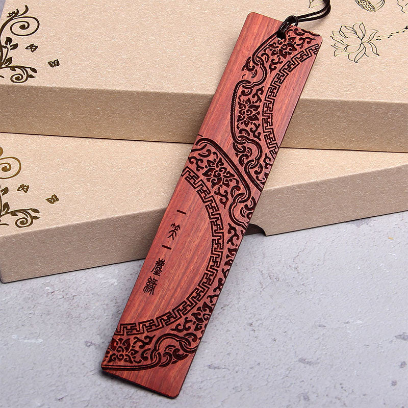 Marque-page zen en bois d'ébène | Coffret cadeau en bois de santal rouge
