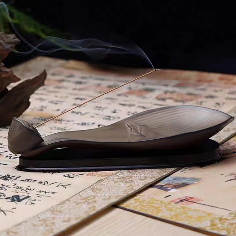 Brûle-encens en céramique marron Zen Lotus Pod 24 cm