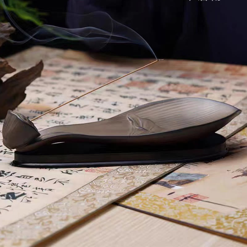 Brûle-encens en céramique marron Zen Lotus Pod 24 cm