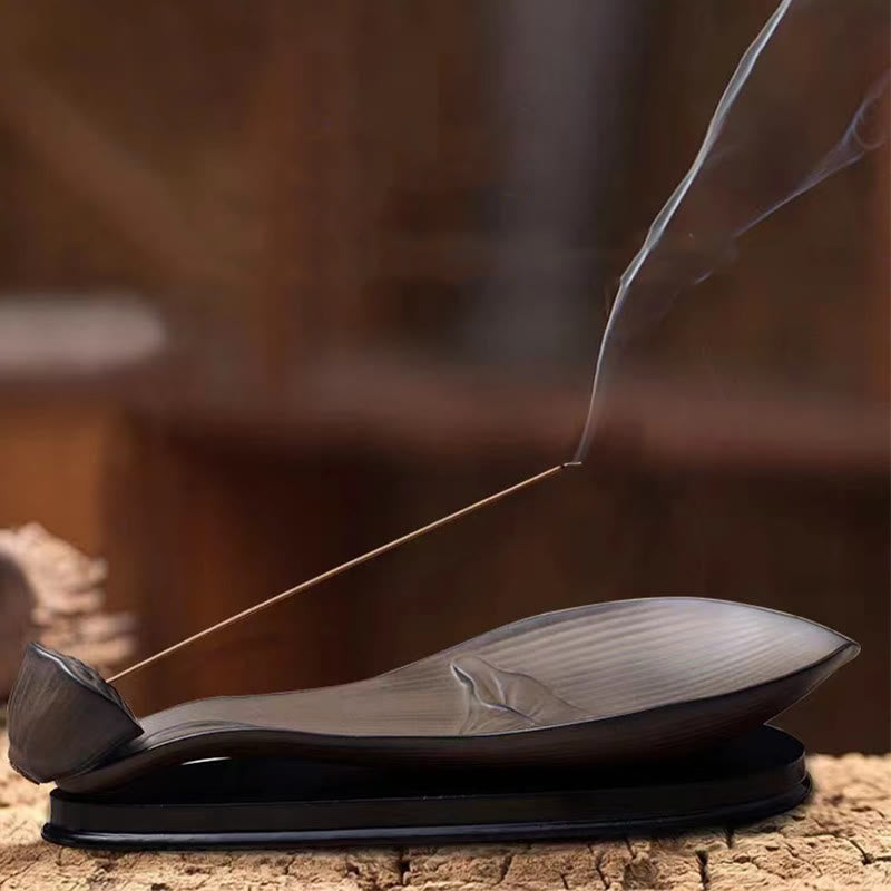 Brûle-encens en céramique marron Zen Lotus Pod 24 cm