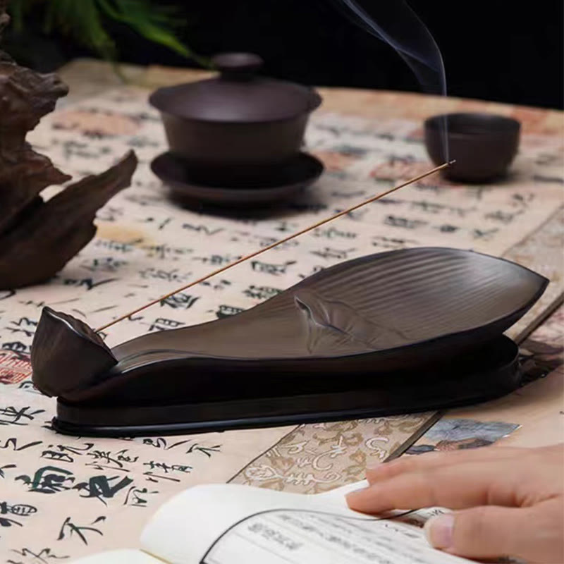 Brûle-encens en céramique marron Zen Lotus Pod 24 cm